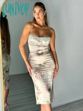 Lunivop Elegant Summer Spaghetti Strap Bodycon Dress Sexy Floral Printing Birthday Party Dresses